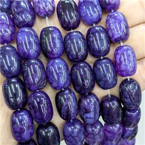 Natural Veins Agate Barrel Beads Purple Dye, approx 13-18mm
