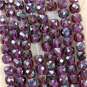 Natural Purple Garnet Beads Faceted Cube, approx 3.7-4.4mm