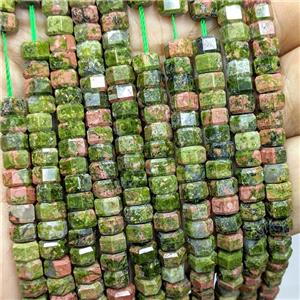 Natural Unakite Hexagon Beads Green, approx 6mm