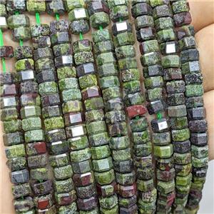 Natural Dragon Bloodstone Hexagon Beads Green, approx 6mm