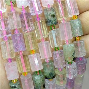 Natural Gemstone Tube Beads Column Mixed, approx 10-14mm
