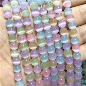 Cats Eye Round Beads Smooth Multicolor Dye, approx 8mm dia