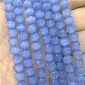 Cats Eye Pumpkin Beads Blue Dye, approx 8mm dia