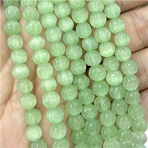 Cats Eye Pumpkin Beads Lt.green Dye, approx 8mm dia