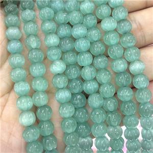 Cats Eye Pumpkin Beads Green Dye, approx 8mm dia