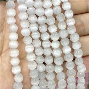 Cats Eye Pumpkin Beads Graywhite Dye, approx 8mm dia