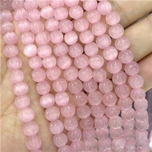 Cats Eye Pumpkin Beads Pink Dye, approx 8mm dia