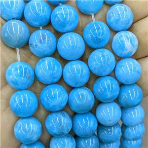 Blue Dye Agate Round Beads Smooth, approx 14mm dia