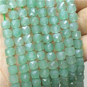 Natural Green Aventurine Beads Faceted Cube, approx 6.5-8mm