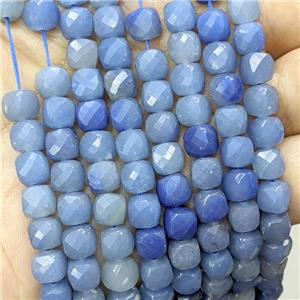 Natural Blue Aventurine Beads Faceted Cube, approx 6.5-8mm