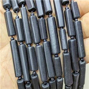 Natural Black Shungite Beads Tube, approx 6-30mm
