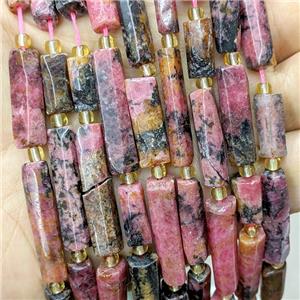 Natural Brazilian Rhodonite Tube Beads Red, approx 6-30mm