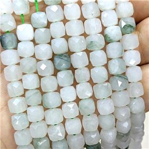 Natural Chinese Nephrite Jade Beads White Faceted Cube, approx 6-8mm