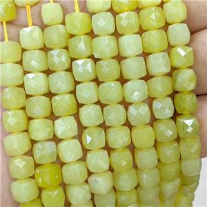 Natural Lemon Jade Beads Olive Faceted Cube, approx 6-8mm