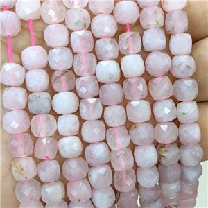 Natural Madagascar Rose Quartz Beads Pink Faceted Cube B-Grade, approx 6-8mm