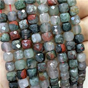 Natural African Bloodstone Beads Faceted Cube, approx 6-8mm