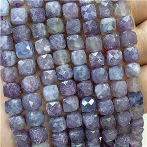Natural Purple Tourmaline Beads Faceted Cube, approx 6-8mm