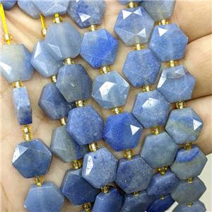 Natural Blue Aventurine Hexagon Beads Faceted, approx 12mm
