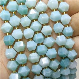 Natural Chinese Blue Amazonite Beads Cutted Bicone, approx 8-10mm