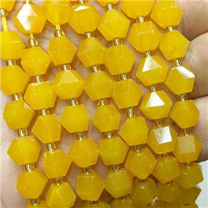 Yellow Jade Beads Cutted Bicone Dye, approx 8-10mm