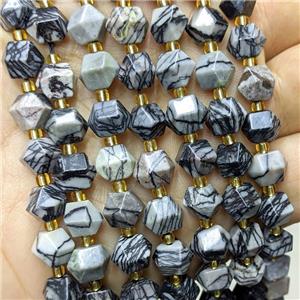 Natural Silk Jasper Beads Cutted Bicone, approx 8-10mm
