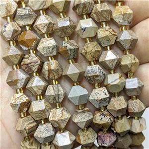 Natural Picture Jasper Beads Cutted Bicone, approx 8-10mm