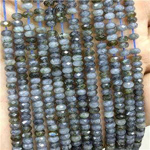 Natural Labradorite Beads Faceted Rondelle, approx 2x4mm