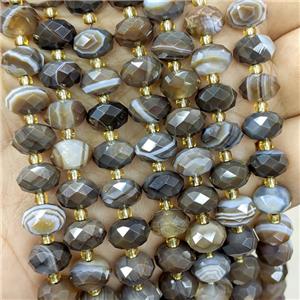 Coffee Stripe Agate Beads Banded Faceted Rondelle Dye, approx 6-10mm