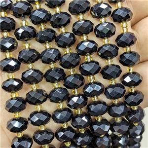 Black Agate Beads Faceted Rondelle Dye, approx 6-10mm