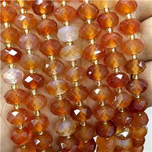 Red Agate Beads Faceted Rondelle Dye, approx 6-10mm
