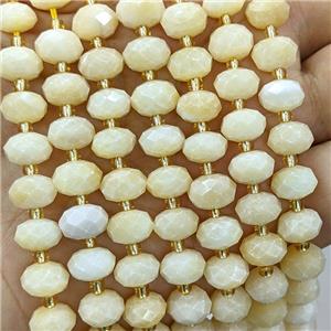 Yellow Honey Jade Beads Faceted Rondelle, approx 6-10mm