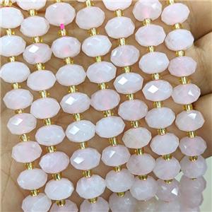 Natural Pink Rose Quartz Beads Faceted Rondelle, approx 6-10mm