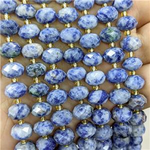 Natural Blue Dalmatian Jasper Beads Faceted Rondelle, approx 6-10mm
