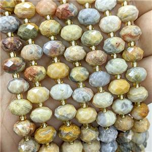 Natural Yellow Crazy Lace Agate Beads Faceted Rondelle, approx 6-10mm