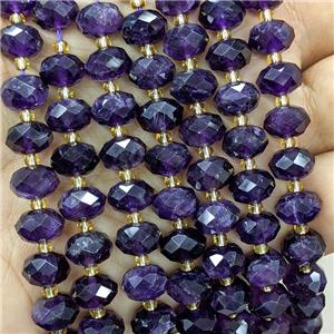 Natural Purple Amethyst Beads Faceted Rondelle, approx 6-10mm