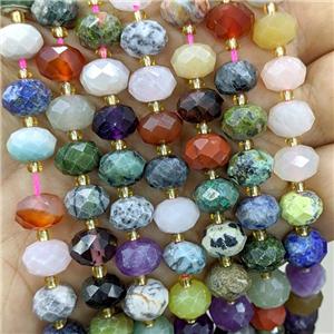 Mix Gemstone Beads Faceted Rondelle, approx 6-10mm