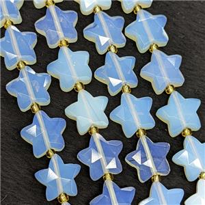 White Opalite Star Beads Faceted, approx 14mm