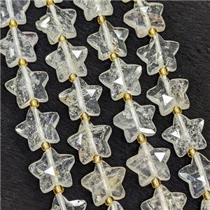 Natural Clear Quartz Star Beads Faceted, approx 14mm