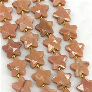 Peach Jade Star Beads Dye Faceted, approx 14mm