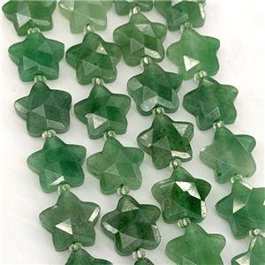 Natural Green Aventurine Star Beads Faceted, approx 14mm