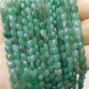 Green Strawberry Quartz Heart Beads, approx 6mm