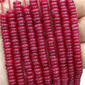 Jade Heishi Beads Red Ruby Dye, approx 6mm