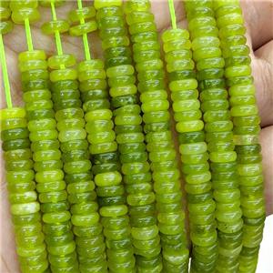 Jade Heishi Beads Olive Dye, approx 6mm