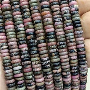 Natural Chinese Rhodonite Heishi Beads Pink, approx 6mm