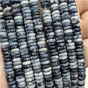 Natural Black Silk Jasper Heishi Beads, approx 6mm