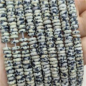 Natural Black Dalmatian Heishi Beads, approx 6mm