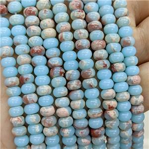 Synthetic Imperial Jaser Beads Smooth Rondelle Blue, approx 6mm