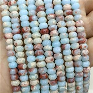 Synthetic Imperial Jaser Beads Smooth Rondelle Blue, approx 6mm