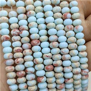 Synthetic Imperial Jaser Beads Smooth Rondelle Blue, approx 6mm