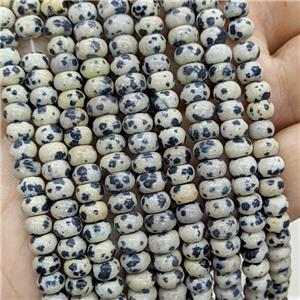 Natural Black Dalmatian Jasper Beads Smooth Rondelle, approx 6mm